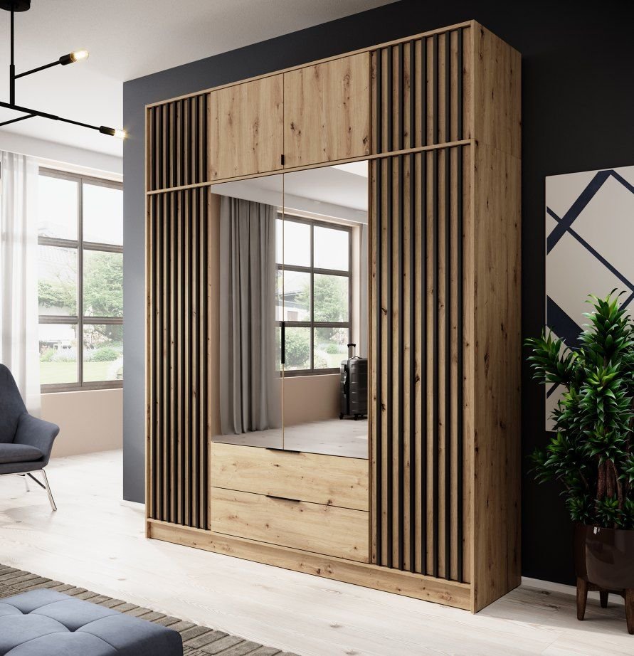 Nelly 4D graphite wardrobe with mirrors and grilles - Image 7