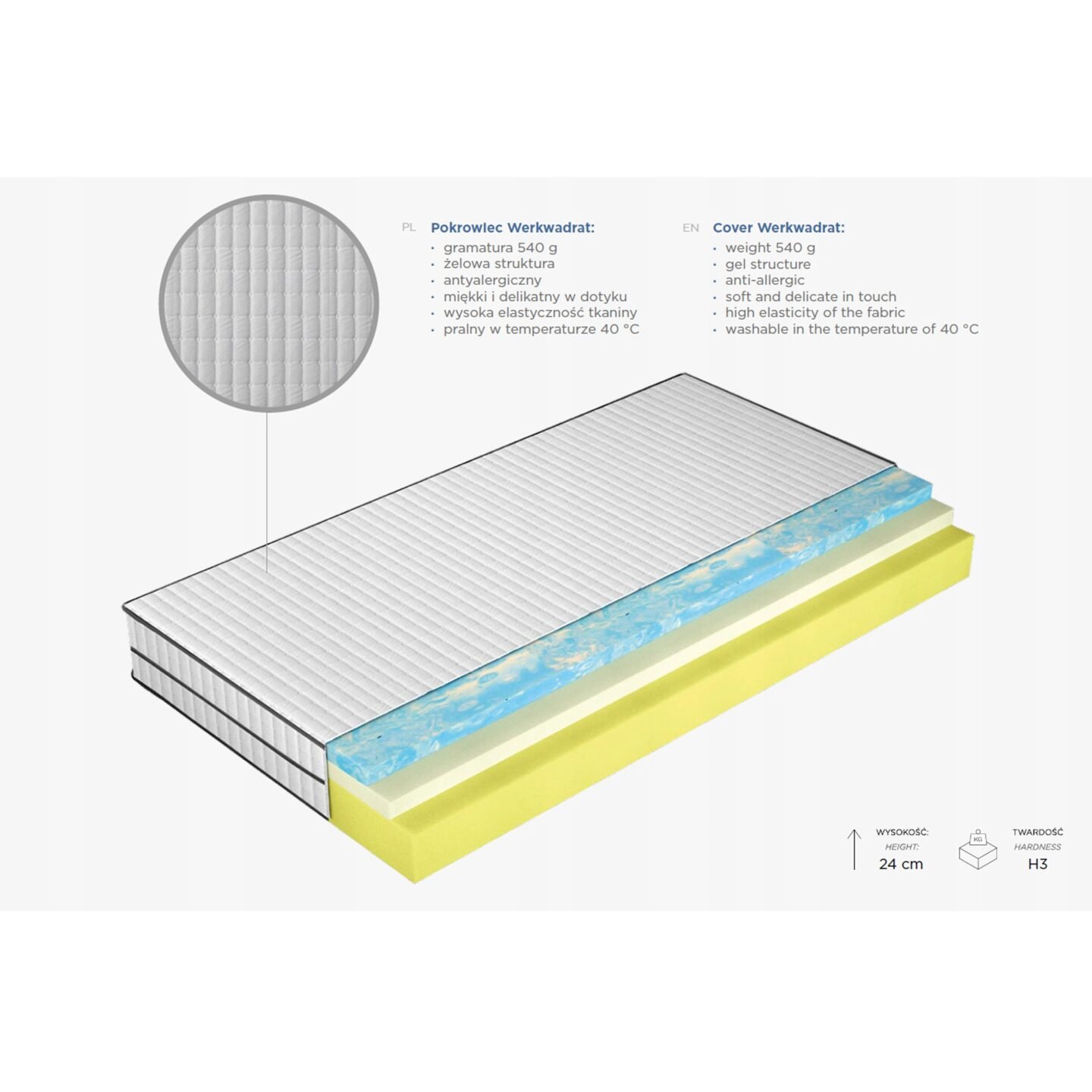 Mattress "Live Blue" 120x200 Gr1 - Image 2