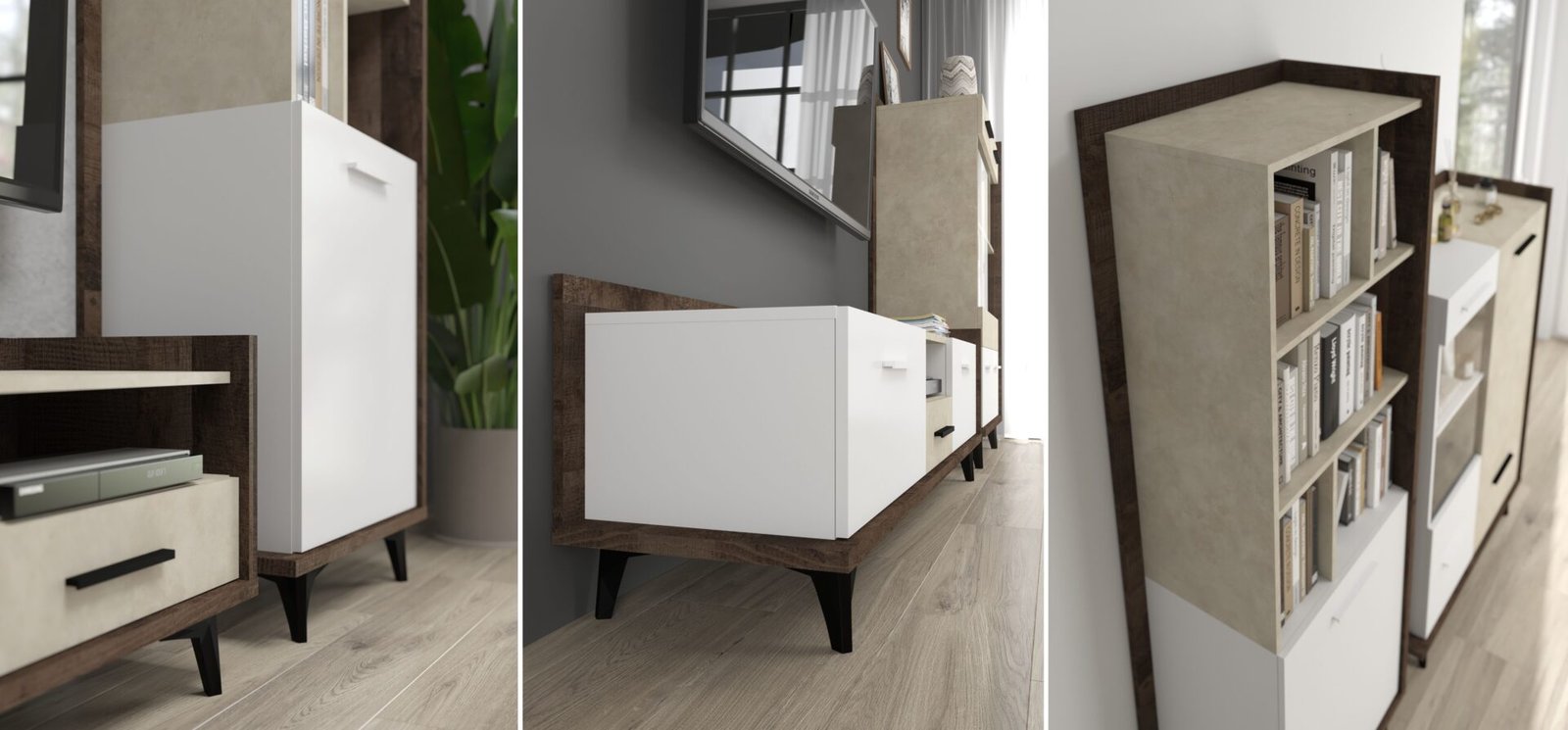 BOX furniture #2 room wall cabinet bookshelf TV cabinet shelf Grange oak white - Image 2