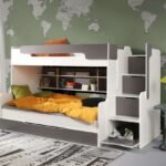HARRY bunk bed with shelves, for 2 persons, white-graphite color 90x200 cm