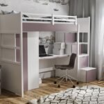 TRISTAN mezzanine with bunk bed and wardrobe and desk 90x200 cm