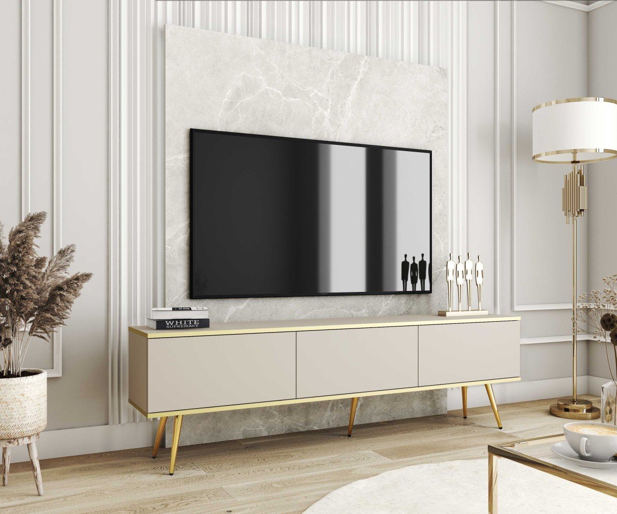 "Oro" wall-mounted or freestanding TV cabinet, 135 or 175 cm, beige - Image 5