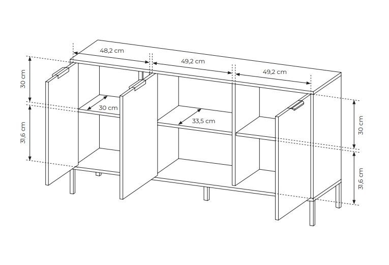 Chest of drawers with cabinets 153 3D Lars anthracite - Image 6