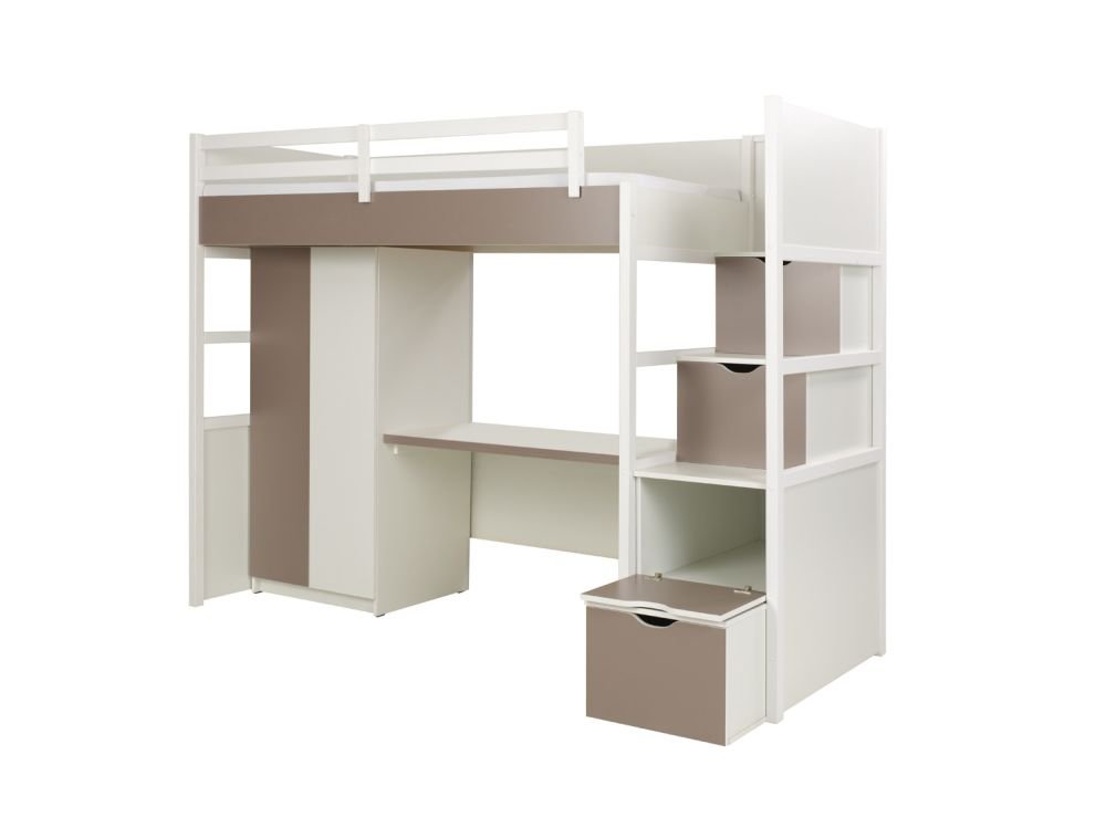 TRISTAN mezzanine with bunk bed and wardrobe and desk 90x200 cm - Image 3