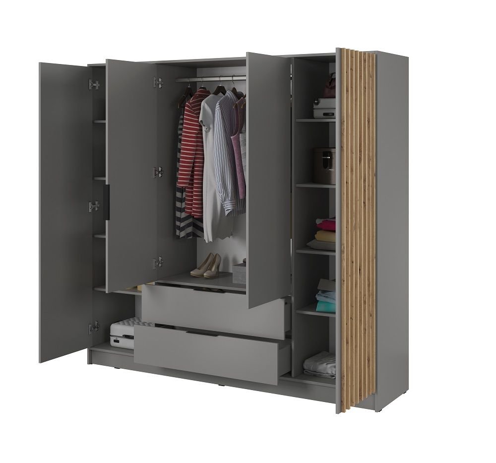 Nelly 4D wardrobe, gray with grille - Image 2