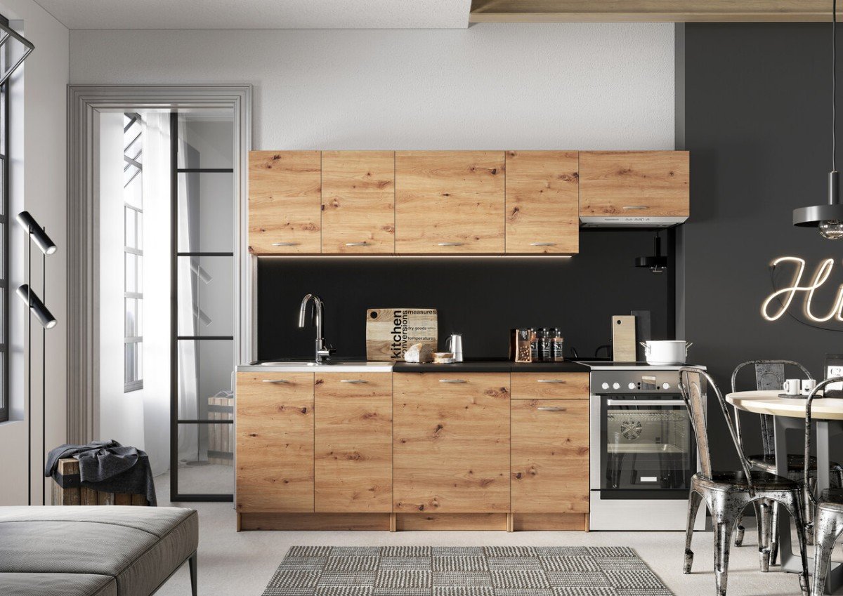 Mela 180/240 artistic oak kitchen set with countertop - SPECIAL OFFER