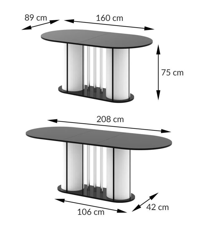 CESARO extendable table 160(208)x89 white venatino marble/white glossy color - Image 2