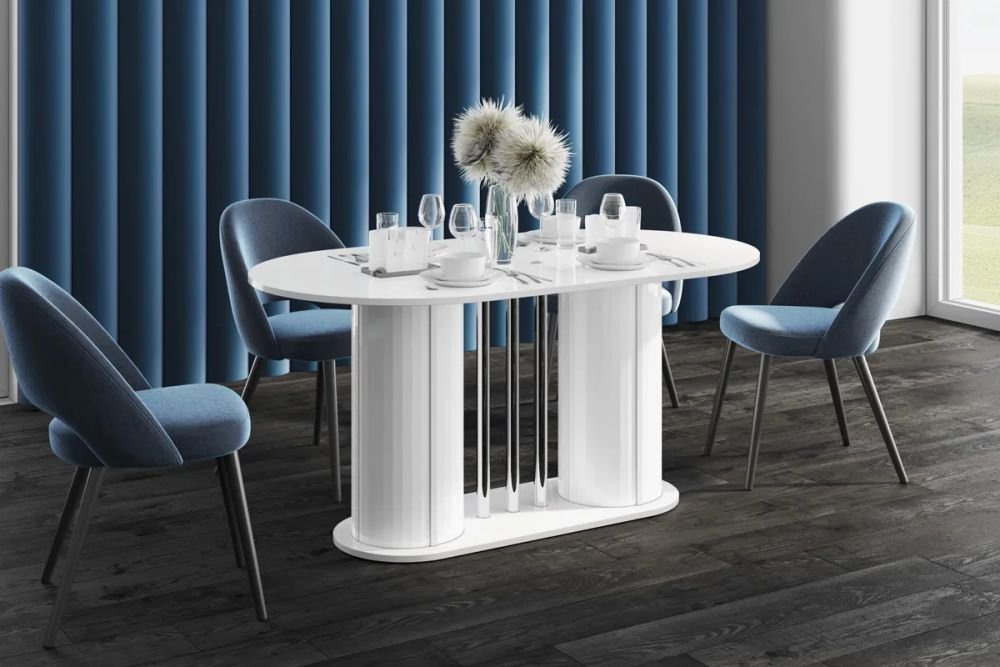 CESARO extendable table 160(208)x89 white glossy - Image 2