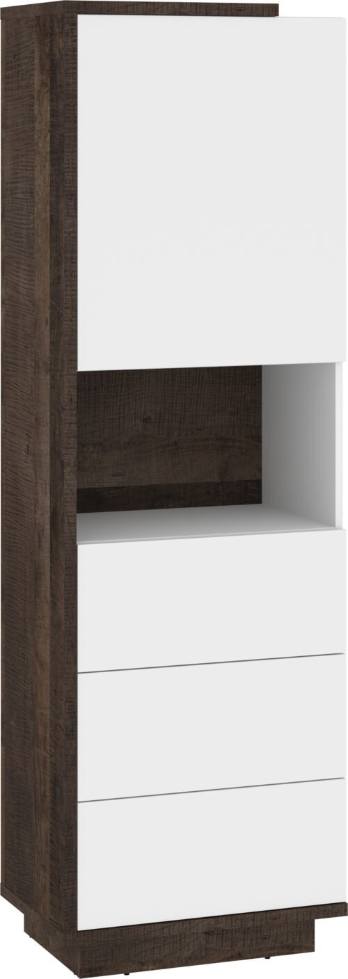 HYBRID 18 furniture, high shelf with drawers, door, shelf, white oakHYBRID
