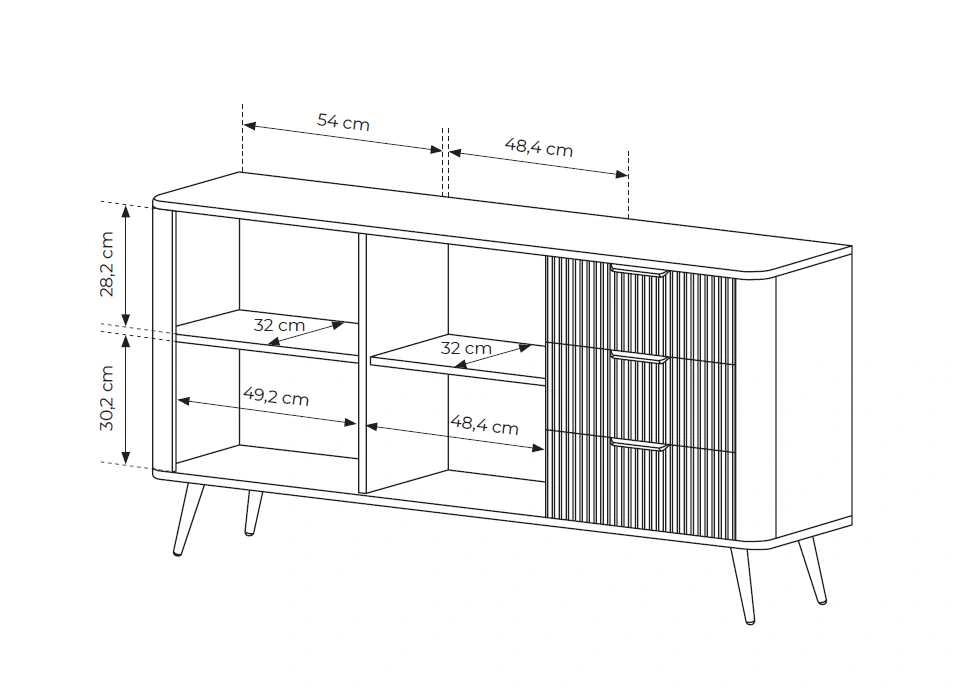 Lante chest of drawers 163 cm 2D3S on high legs, black - Image 6