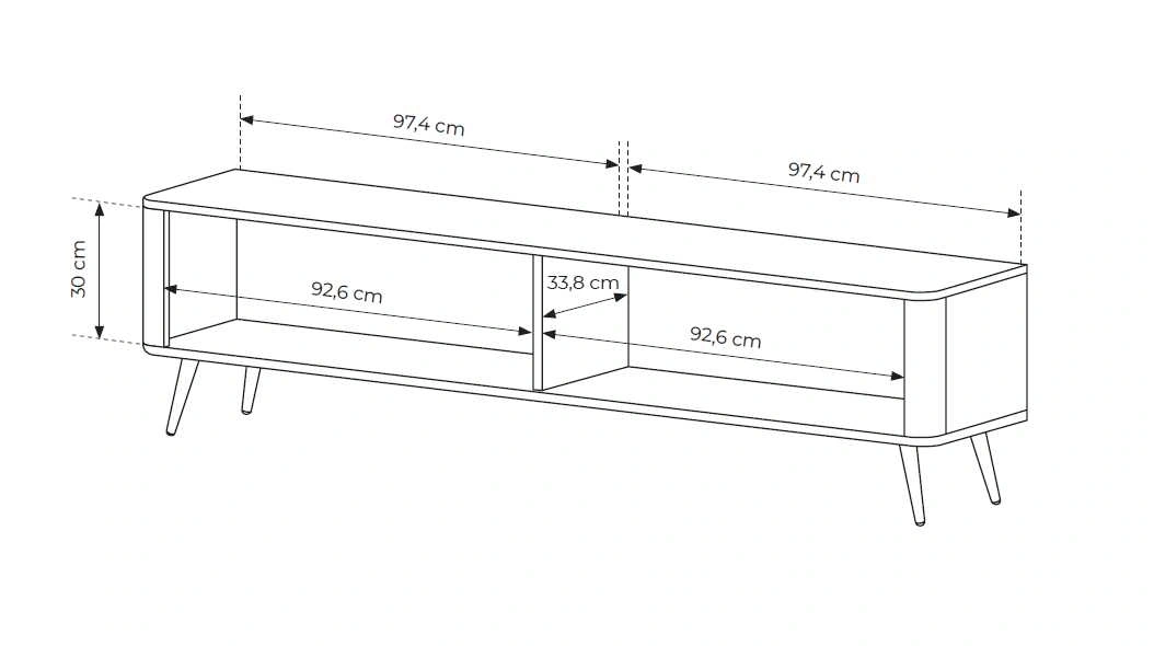 Lante TV cabinet 200 cm on high legs, black - Image 6