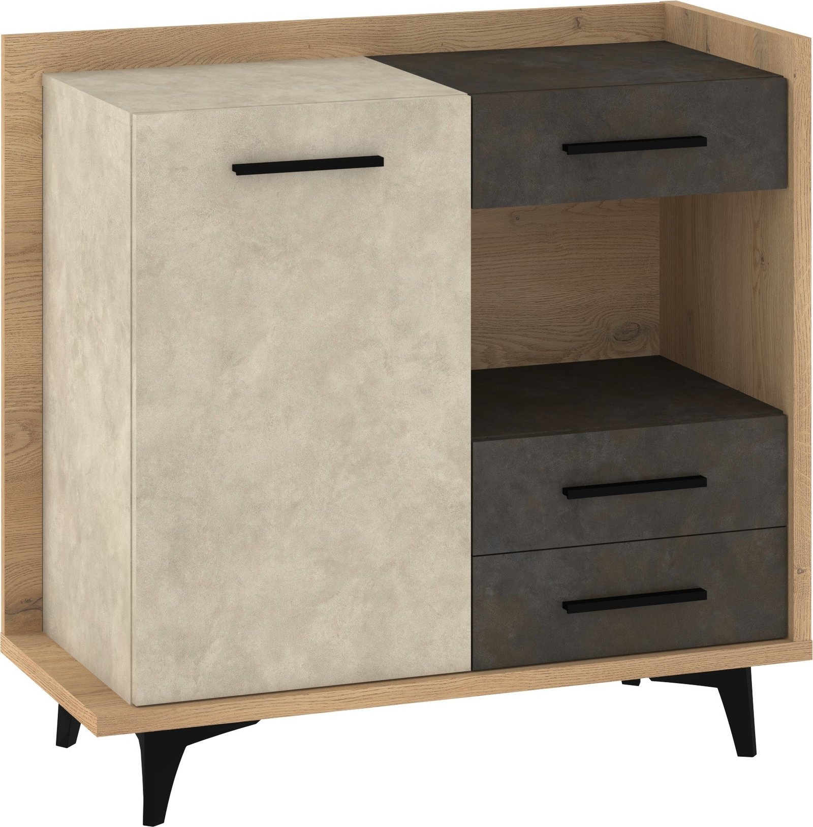 BOX 01 furniture, chest of drawers, cremona oak, granado brown, for living room