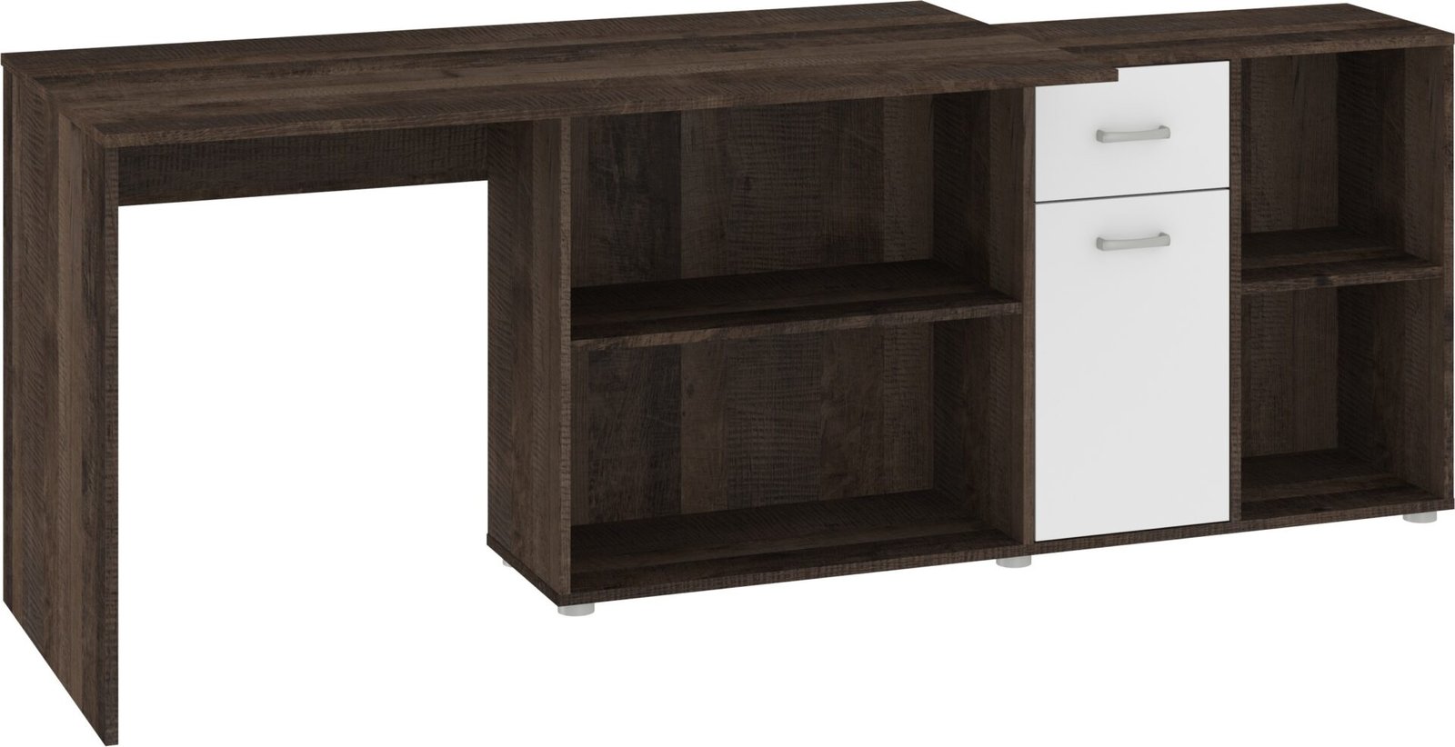 BEAT P corner table, simple, height-adjustable, gaming table, oak, granite color, glossy white - Image 6