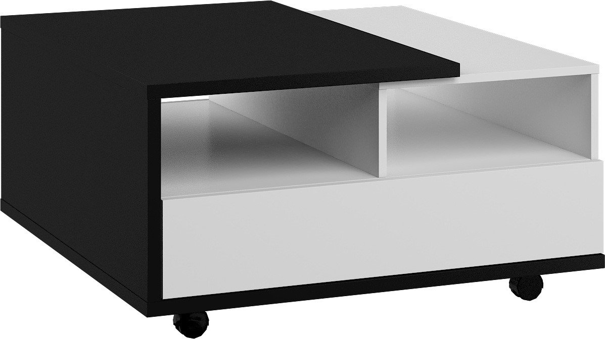 HYBRID 11 coffee table with drawers, black and white glossyHYBRID