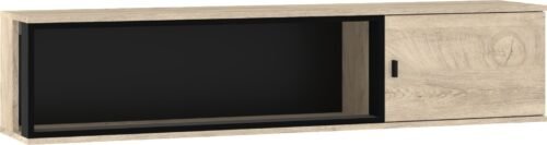 VEGAS 16 furniture, wall shelf, loft cabinet, oak imitation, black