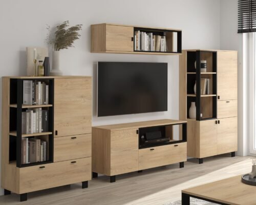 VEGAS #10 living room furniture, wall cabinet, shelf, TV cabinet, hanging shelf, oak