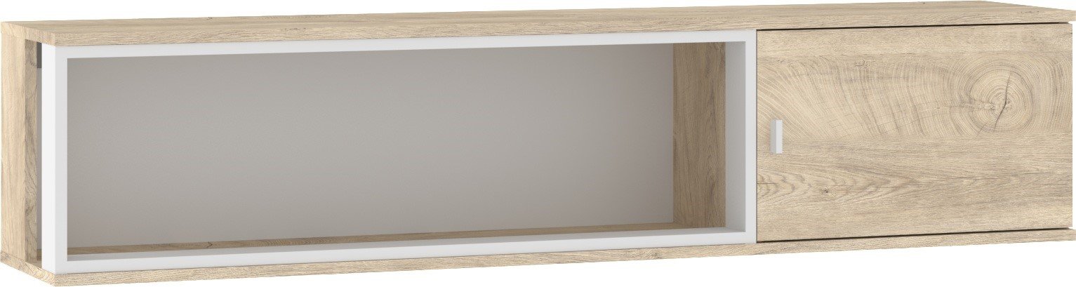 VEGAS 16 furniture, wall-mounted shelf, loft cabinet, oak imitation flooring, white