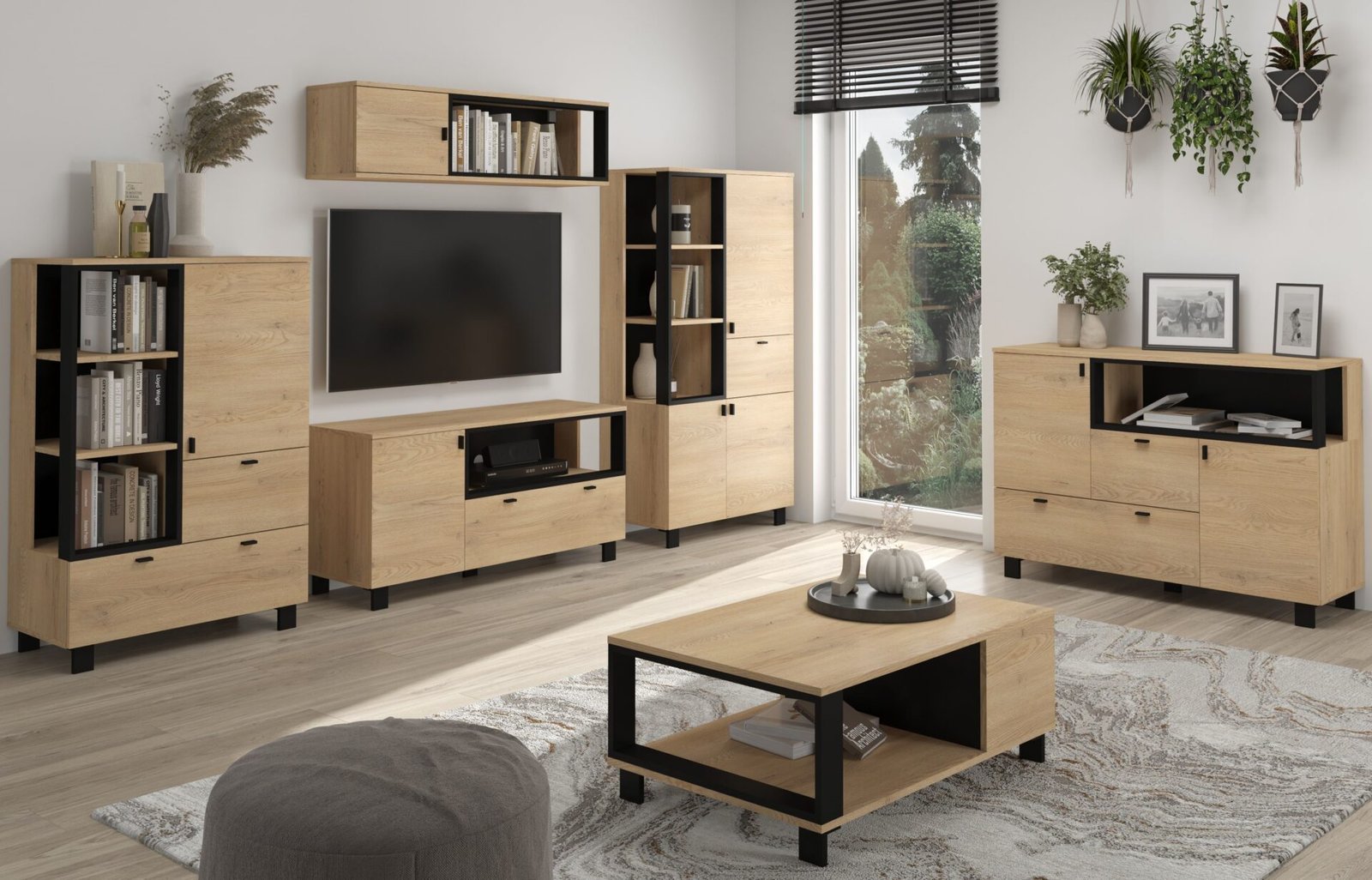 VEGAS #6 living room furniture: bookshelf, TV cabinet, chest of drawers, hanging shelf, coffee table