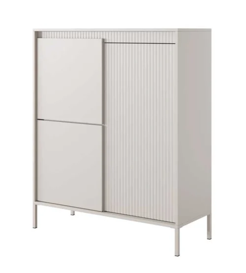 Tall chest of drawers 3D with grooves on the facades Senso beige