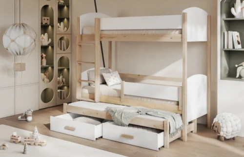 LOGAN triple bunk bed with drawers 80×181 cm