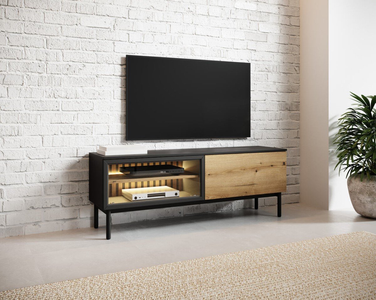 Loft-style living room with glass walls and lighting, Lang cabinet - Image 7
