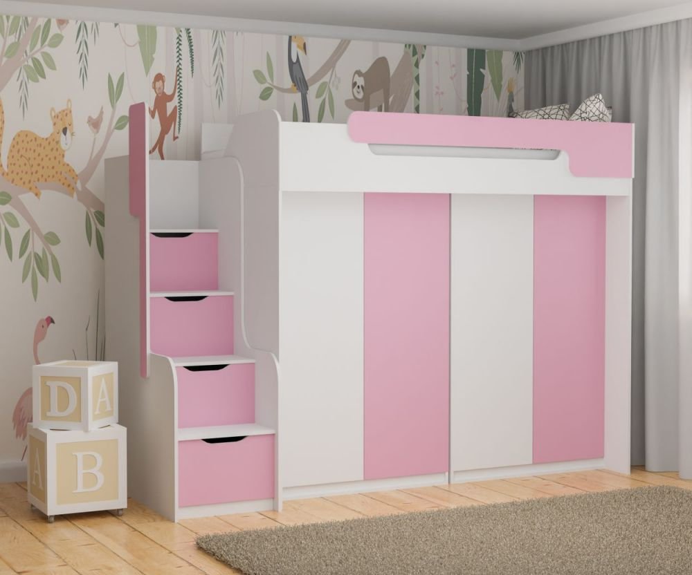 Bunk bed DORIAN III on mezzanine with two wardrobes 90x200 cm - Image 2