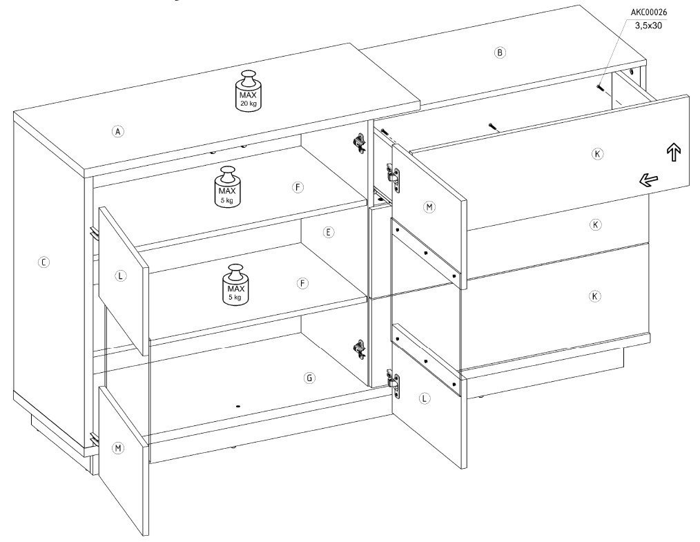 HYBRID 10 furniture large display cabinet chest of drawers black white glossyHYBRID - Image 3