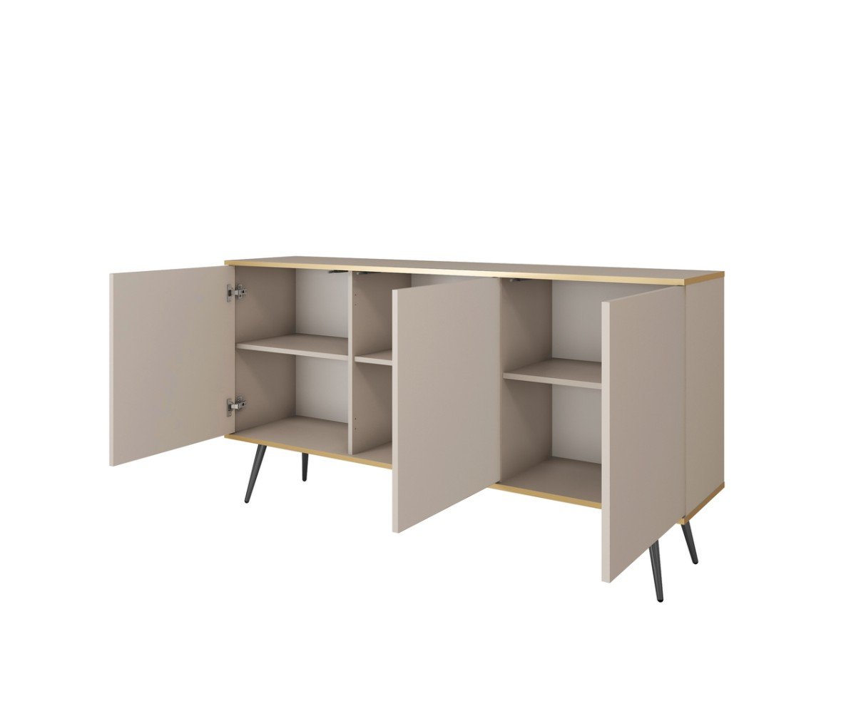 Chest of drawers with cabinets Oro K160 white, grooved MDF - Image 4