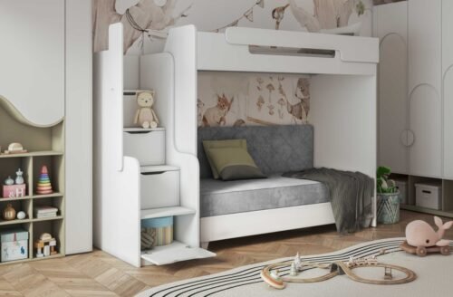 Two soft beds Lagos II + Dorian mezzanine 90×200 cm