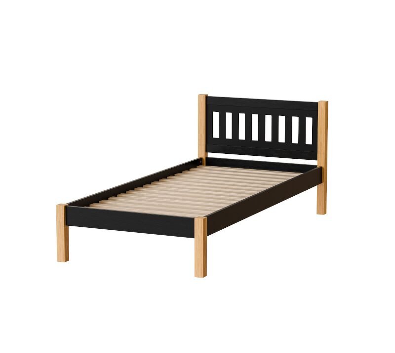 Bed "GAJA" - black/natural oak