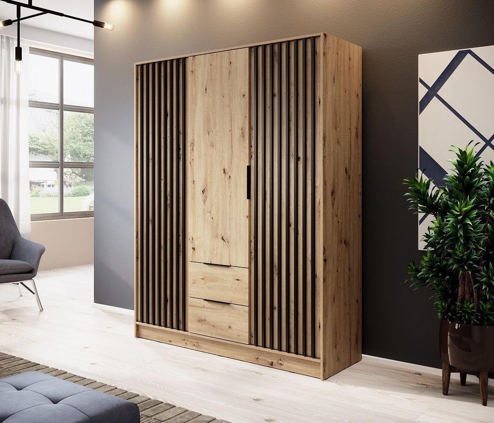 Nelly 3D wardrobe with grilles, oak color