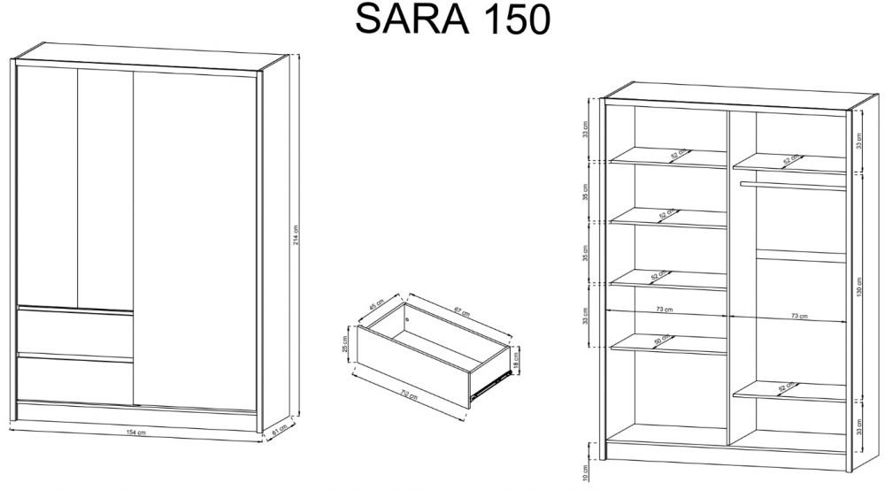 Sara 150 sliding wardrobe - white - Image 4