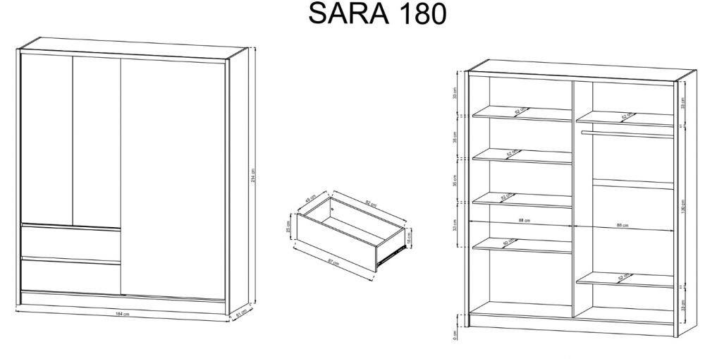 Sara 180 sliding wardrobe – Sonoma oak - Image 4