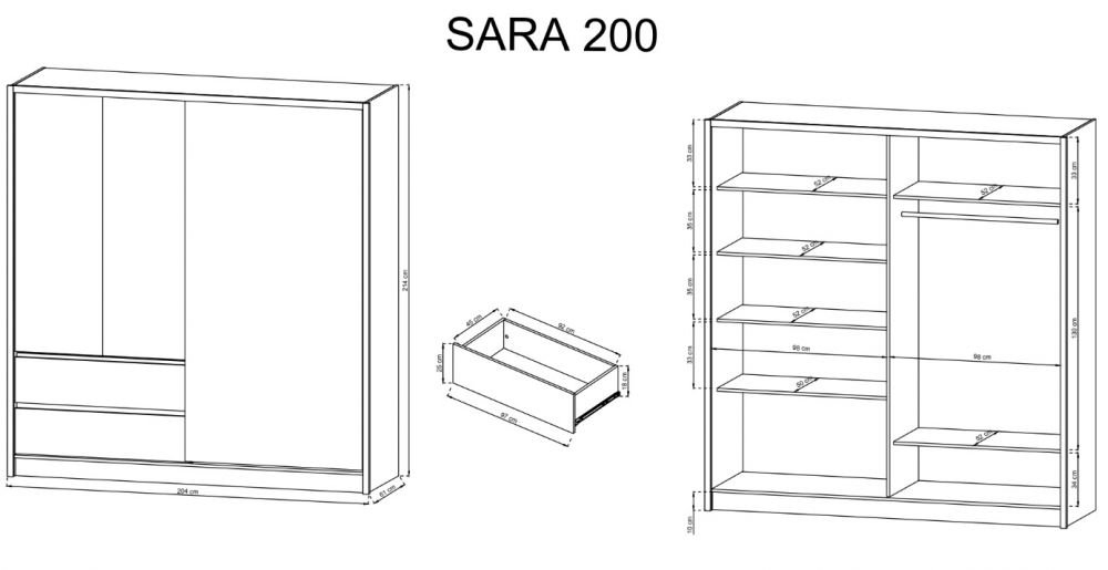 Sara 200 sliding wardrobe – Sonoma oak - Image 4