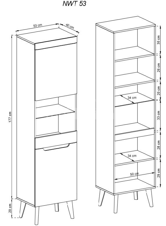 Nordi NWT53 Display Cabinet - Artisan Oak - Image 3