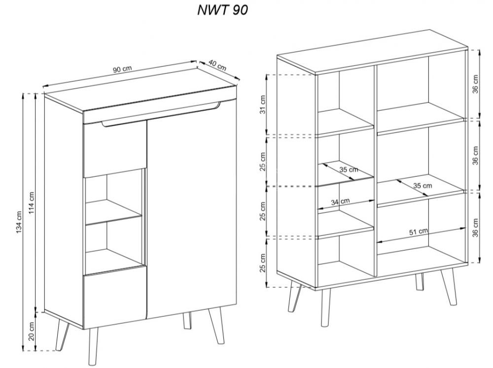 Nordi NWT90 display cabinet - oak color - Image 3