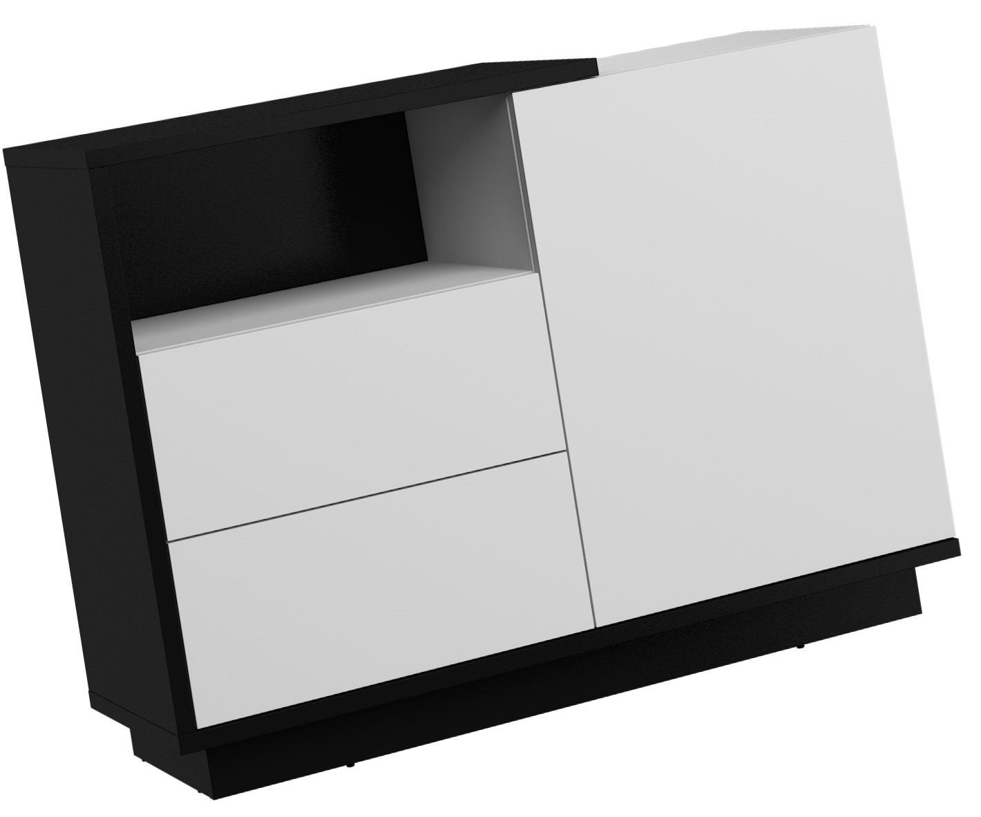 HYBRID 03 furniture chest of drawers with doors and shelf, black and white glossyHYBRID - Image 3