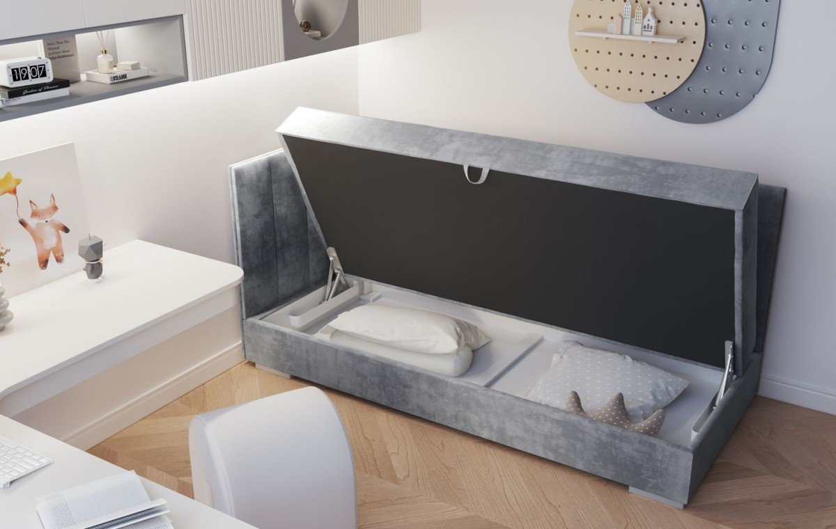 TOMAR I bed with storage box and soft mattress 90x200 cm - Image 3