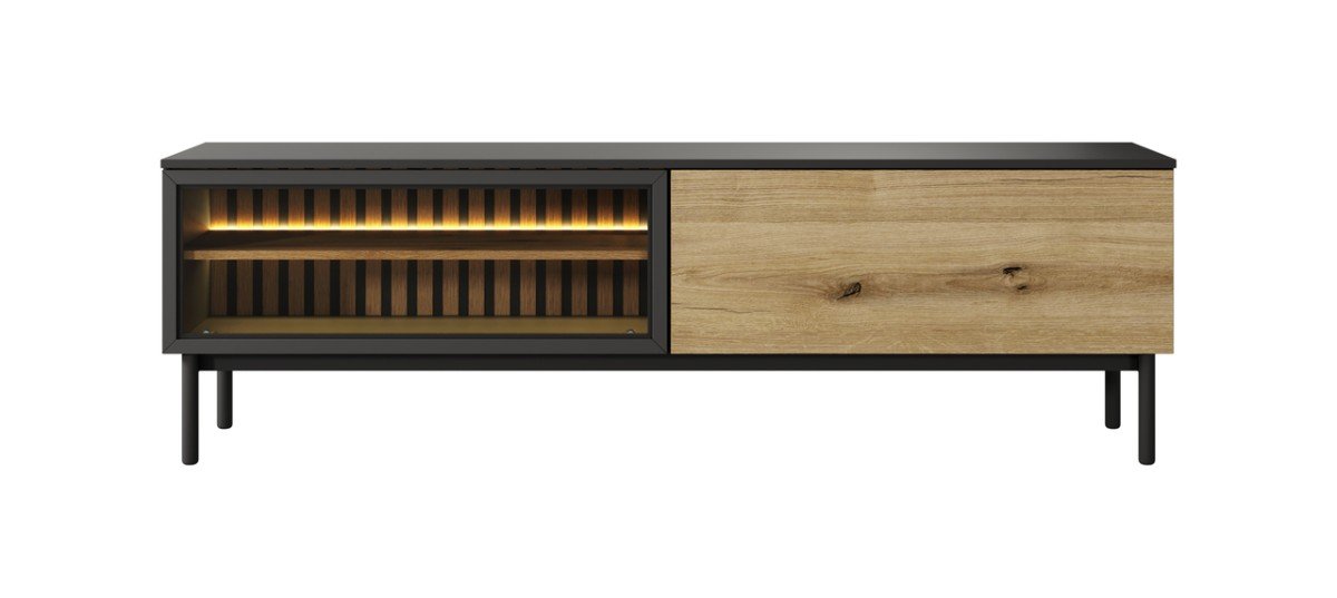 Loft-style TV cabinet with glass front and Lang 180 lighting - Image 2