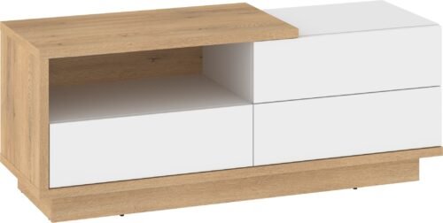 HYBRID 20 furniture chest of drawers, TV table, cremona oak, white glossy colorHYBRID