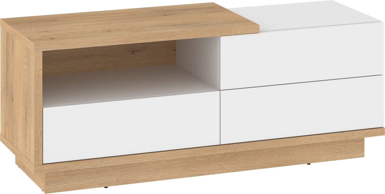 HYBRID 20 furniture chest of drawers, TV table, cremona oak, white glossy colorHYBRID
