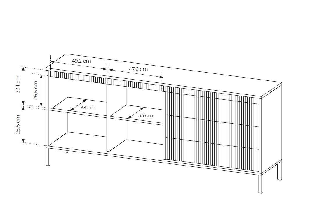 Chest of drawers with cabinets and drawers, grooved facades 187 2D3S Senso beige - Image 6