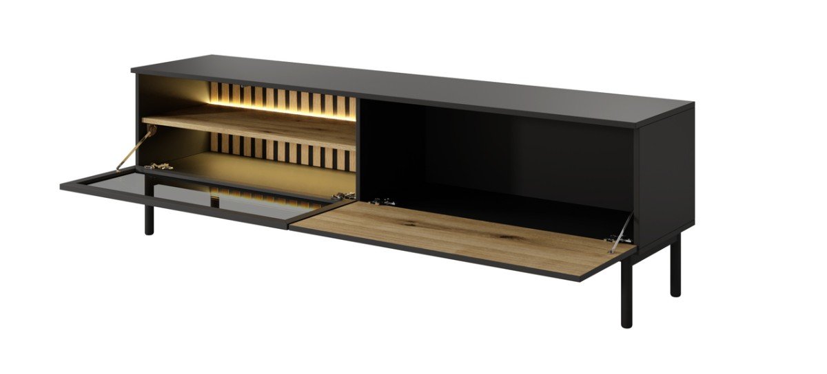 Loft-style TV cabinet with glass front and Lang 180 lighting - Image 4