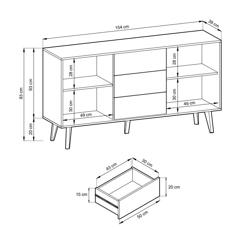 Willow KSZ154 chest of drawers with grooves in the facades - Image 4