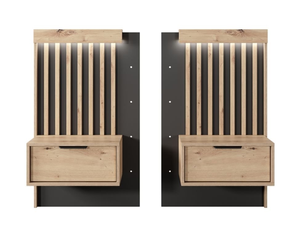 Tally nightstand with lattice - 2 pieces with lighting - Image 2