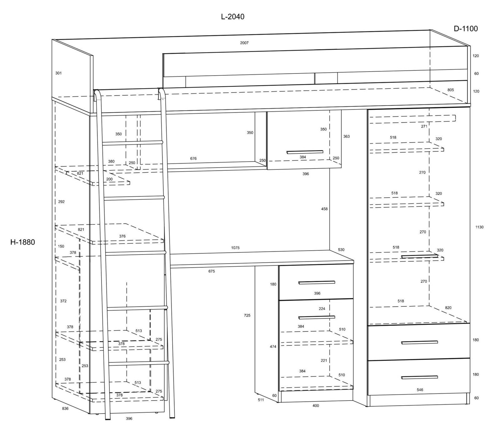 SMYK L mezzanine without matt white / blue - Image 3