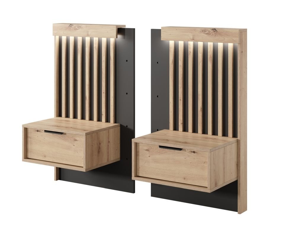 Tally nightstand with lattice - 2 pieces with lighting