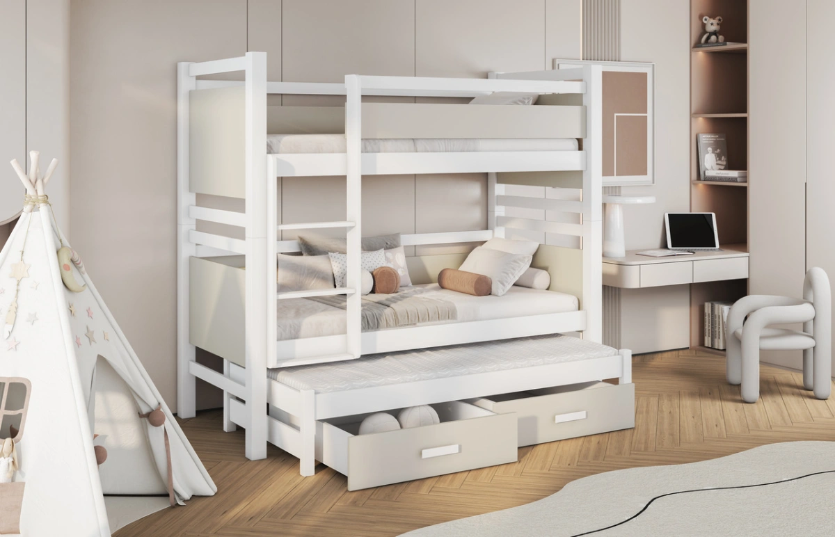 JANIS III triple bunk bed with drawers 90x200 cm - Image 2