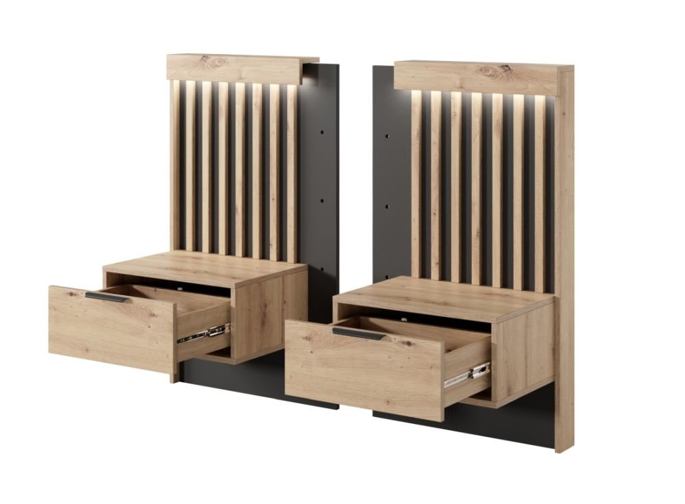 Tally nightstand with lattice - 2 pieces with lighting - Image 3