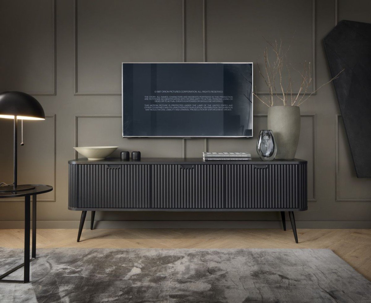 Black loft-style living room with milled Zova cabinet - Image 4